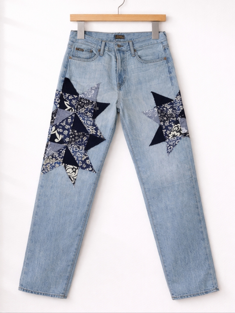 Polo Ralph Lauren~Womens Avery Boyfriend Patchwork Jeans~Light Wash Denim~25